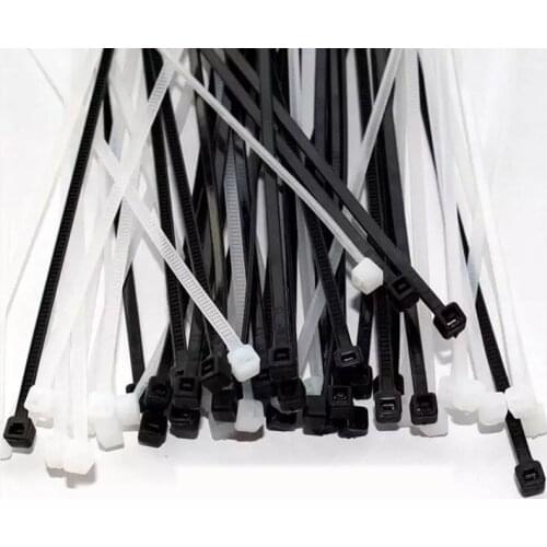 Self-Locking Plastic Nylon Wire Cable Zip Ties 100pcs Black or white Cable Ties Fasten Loop Cable Various specifications