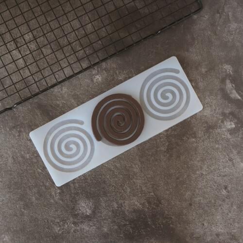 Whirlpool Shape Silicone Chocolate Mold Swirls Circle Shape Decorating Transfer Sheet Mould Cake Top Decotation