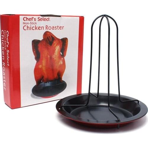 Folding Portable Thicken Outdoor Roast Chicken Set Tool BBQ Grill Pan Chicken Rack BBQ Carbon Steel Non-stick Roast Chicken Rack