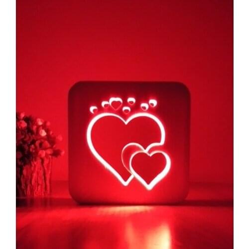 Modern New Table Art House Wood lamp Table lamp Night light Hearts Red Desk lamp