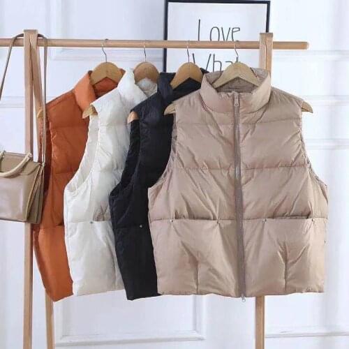 Womens Korean Style Solid Sleeveless Winter Keep Warm Winter Vest Coat Women zipperLoose Thick Fashion Vest 2021