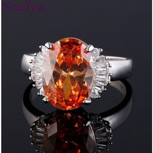 Fashion Jewelry Ring Multicolor Large Oval 10 * 14MM Zircon Ring Female Engagement Wedding Party Jewelry Anniversary