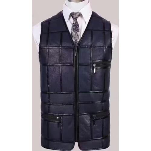 New Mens Sheepskin Vest, Short Cut Sheep, Scissors Shoulders, Middle-aged And Elderly Fur Coat Vest