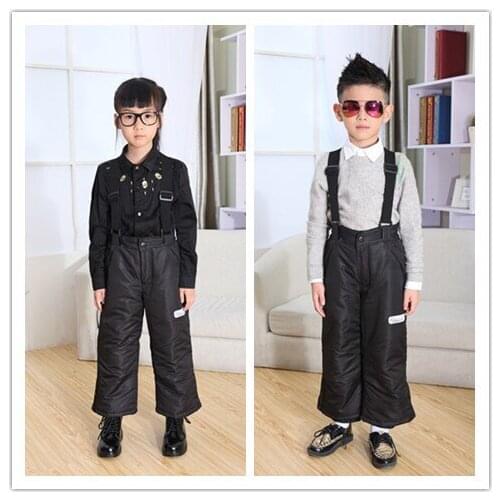 Winter Childrens Windproof rain Ski pants Boys Girls Thick Trousers Have buttons 1-6Yrs Kids Waterproof Outdoor Sport overalls