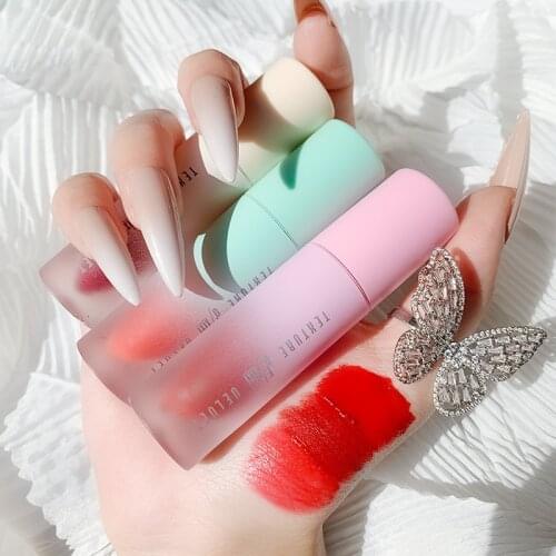 1PC Velvet Matte Lip Glaze Glitter Lip Mud Pearly Lip Gloss Strawberry Tomato Plum Lipstick TSLM1