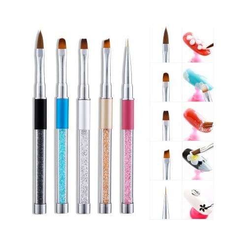 20pcs Nail Art Rhinestone Acrylic Handle Carving Nails UV Gel Painting Brush Lines Liner DIY Design Drawing Pen Manicure Tool