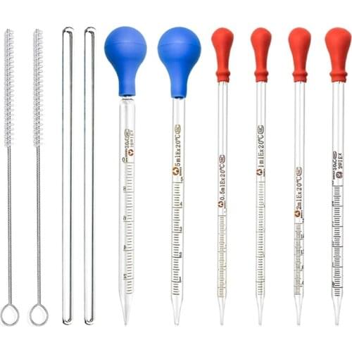 24BB Glass Pipettes Graduated Cylinder Set Glass Graduated Dropper Pipette Glass Graduated Cylinder w/ Glass Rod