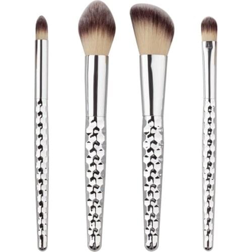 4pcs Makeup Brush Set Metallic Handle Blusher EyeShadow Bronzer Powder Contour Brushes Professional Cosmetic Tool