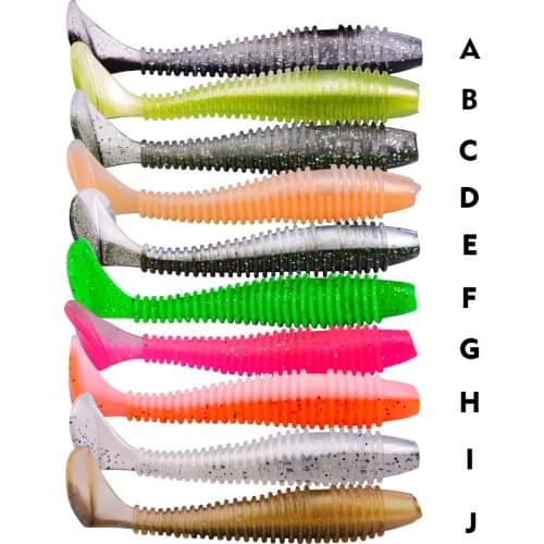 6cm 1.8g set 10pcs soft bait 2020 fishing lures T-tail Wobblers Carp Fishing Soft Lures Silicone Artificial Double Color Baits