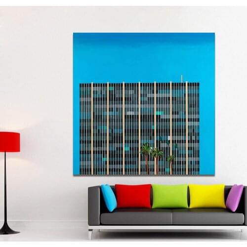 AAVV Canvas Art Landscape Painting David Hockney Building Savings and Loan Wall Pictures For Living Room Home Decor