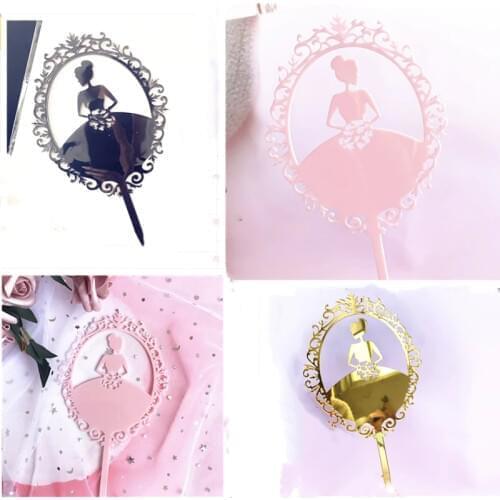 Ins princess style acrylic cake Adorn card happy birthday cake topper wedding cake decoration children birthday cake insert flag