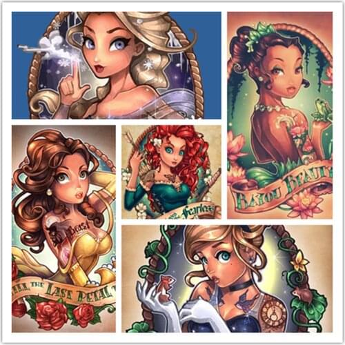 Disney Diamond Painting 5D DIY Cartoon Princess Painted Series 2 Cartoon Sticker Diamond Embroidery Handmade Decoration