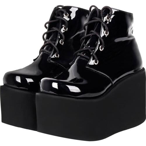 Angelic imprint mori girl Women motorcycle punk shoes lady high heels lolita ankle boots woman princess dress pumps 33-47 10cm
