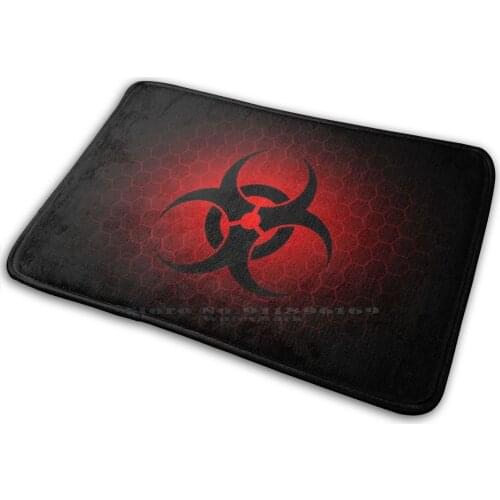Biohazard! ( Red ) Mat Rug Carpet Anti-Slip Bedroom Entrance Door Mat Biohazard 19 Hazardous Social Distance