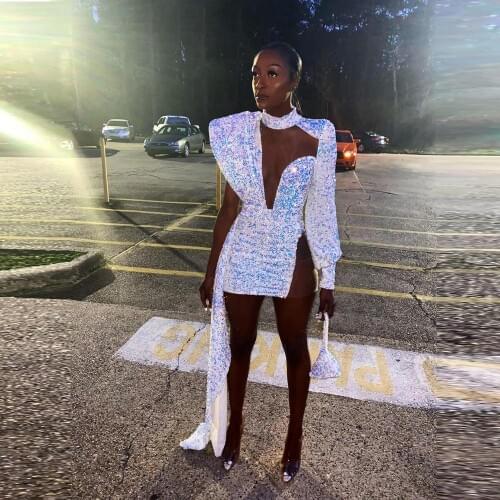 Sparkle South African Cocktail Dresses Sheath Long Sleeves Short Mini Sequins Elegant Party Homecoming Dresses