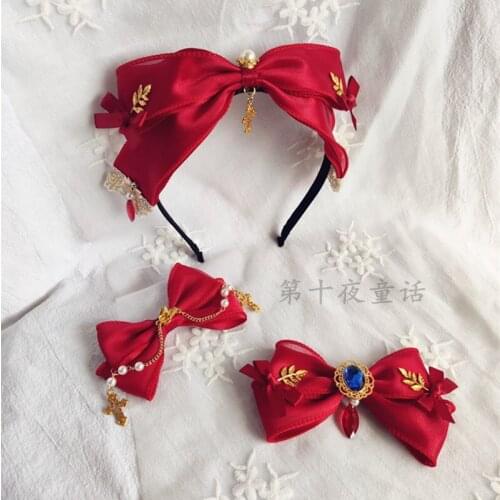 Burgundy Lolita white snow JSK Lolita OP skirt cyanotic JK hair accessories hairpin edge clip hairband