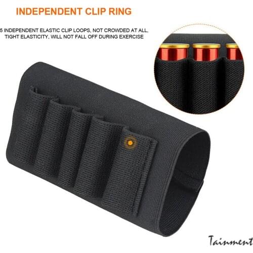 12 Gauge Ammo Case Pouch Holder Hunting Bags Thickening Prevent Slipping Elastic Buttstock Holsters Gun Accessories Nylon Parts