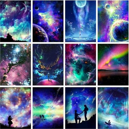 CraftArtGo 5D DIY Diamond Embroidery Starry Sky Full Square Round Rhinestone Mosaic Painting Cross Stitch Flowers Diamond Kit