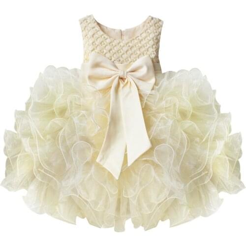Kids Girls Birthday Dresses Back Zipper Ruffles Party Wedding Pageant Communion Princess Dress Infant Bebe Casual Costume