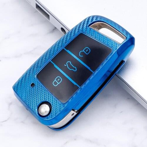 For Volkswagen VW Golf 7 mk7 Seat Ibiza Leon FR 2 Altea Aztec Skoda Octavia Carbon Fiber TPU Car Key Cover Case Protective Shell