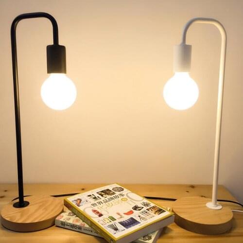 AC 220V Home Desk Lamp with Bulb - Rubber Wooden Base Bedside Light Table Reading Lamp for Office, Bedroom, Living Room