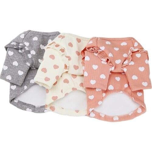 Fleece Hoody Dog Hoodies Winter Pet Cat Clothes Heart Pattern Warm Pullover Cat Dog Coat Warm Sweatshirt For Small Dog Chihuahua