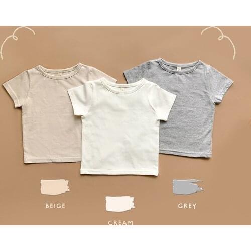 Baby Boys Girls T-Shirts Childrens Cotton Short Sleeve Tops Shirt Kids White Tees Summer Korean Newborn Casual T Shirt Clothes
