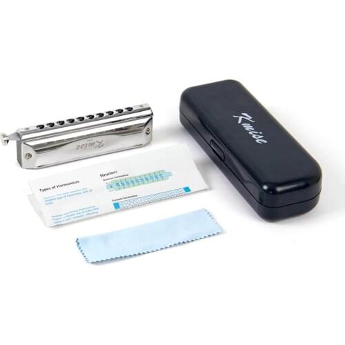 Kmise Chromatic Harmonica French Harp Mouth Organ Phosphor Bronze Key of C 10 Holes 40 Tone with Case
