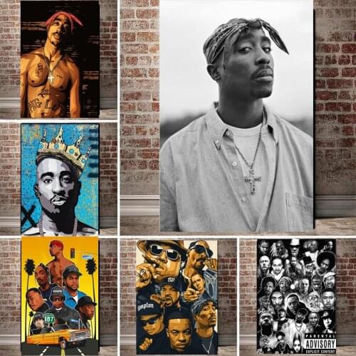 Hip Hop Art Poster Tupac Shakur 2PAC Canvas Painting Rapper Star Painting Modern Wall Posters Wall Pictures for Home Decor