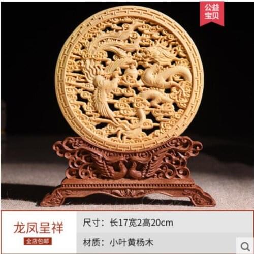 Look for ancient taihang cliff cymbidium wood carvings pine crane yannian disc furnishings living room solid wood office decora