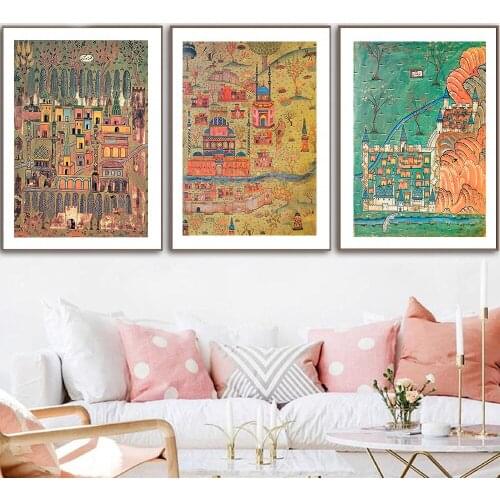 Ottoman Map Print Canvas Painting Picture Vintage Matrakci Nasuh Cartography Art Illustrations Poster Home Decor For Living Room