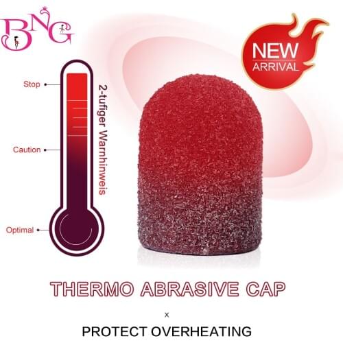 BNG Grit 80 5pcs Thermo Abrasive Cap Sanding Block Caps With Mandrel Nail Art For Pedicure Electric Nail Drill Foot Care
