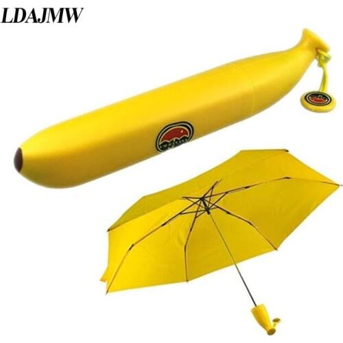 LDAJMW Banana Paraguas Rain and Parasol Cute Umbrella For Women As Novelty Kids Gifts Protection Windproof Folding Umbrellas