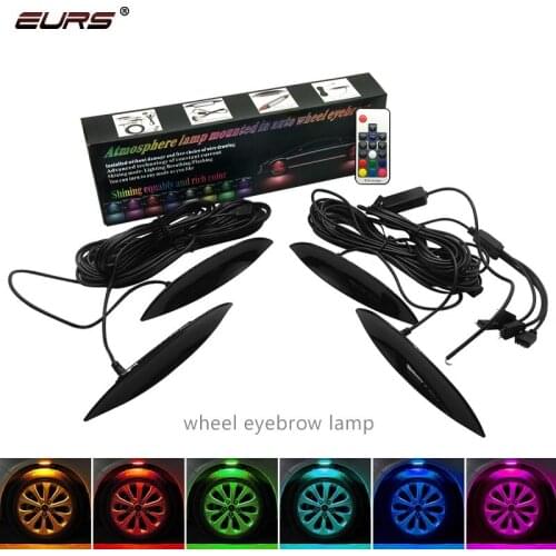 EURS 4pcs car wheel lights Eyebrow Ambience Car Explosion Flash decorative lamp Universal Car Tyre Wheel LED Car-styling
