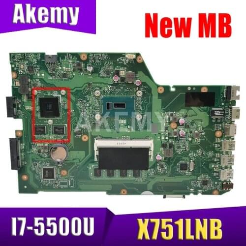 Akemy X751LNB MAIN_BD._4G/I7-5500U (V2G)-GPU MainBoard For ASUS X751LNB X751LN X751LD Laptop Motherboard 90NB06W1-R00040