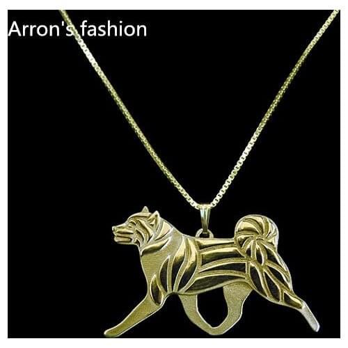 Trendy Cute Akita dog pendant women statement necklace men fashion jewelry