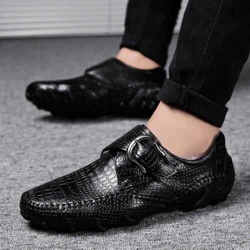 Mens Genuine Leather Shoes Head Leather Soft Comfortable Anti-slip Loafers Shoes Man Casual Real Shoes Large size 38-47