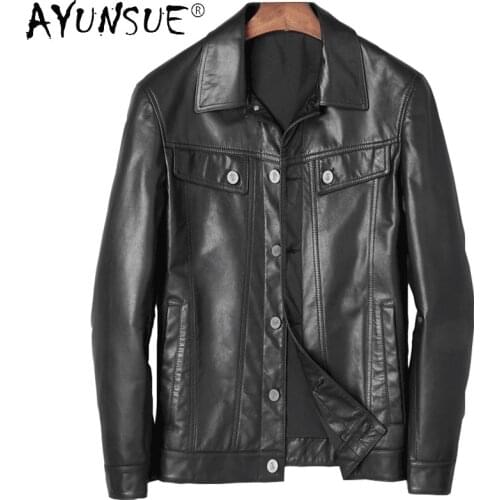 2021 Spring Genuine Leather Jacket Men Casaul Slim Sheepskin Coat Motorcycle Fashion Coats and Jackets Mens Clothing WPY3349