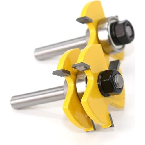 2pcs/Set 1/4" Shank V Groove & Matched Tongue Router Bit Set w/ premium ball bearings Woodworking cutter