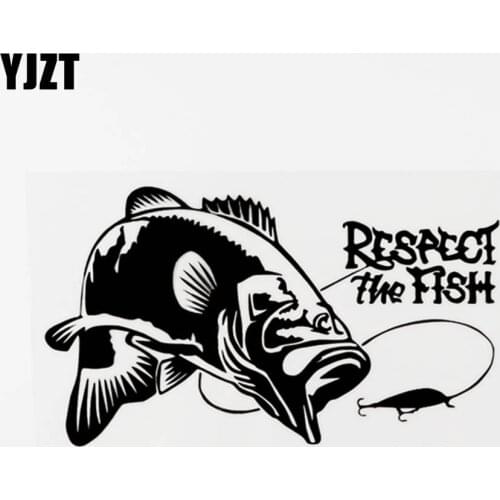 YJZT 17CM×9.6CM Interesting Respect The Fish Vinyl Car Sticker Decal Black/Silver Accessories 8C-0458