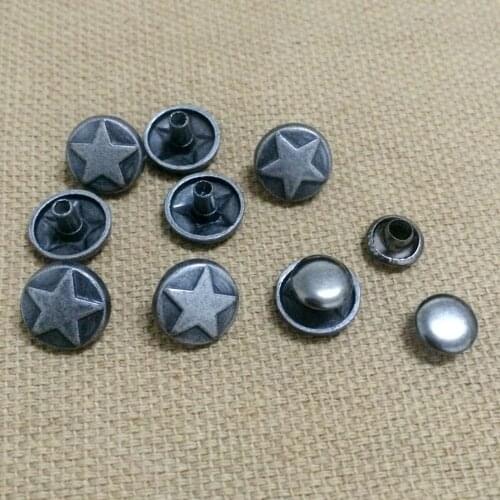 New 50PCS 9.5MM Antique Silver Round Star Studs Rivet Punk Bottom Star Studs Spike Shoes Belt Bag Accessorie Leather Craft
