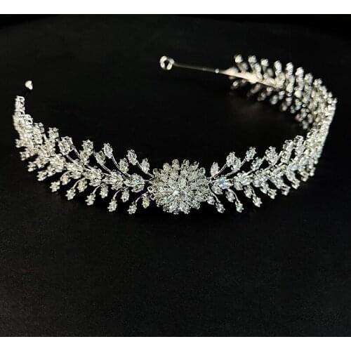 New Zircon Bridal Hair Pieces Luxury Bride Crown Wedding Tiaras Headwear Rhinestone Headbands Accessories HQ0189