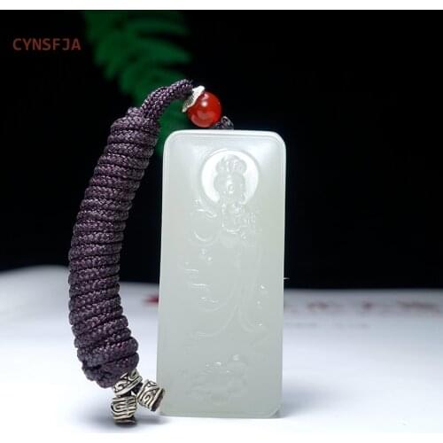 CYNSFJA New Real Certified Natural Hetian Jade Nephrite Mens Lucky Amulets Guanyin Pendant High Quality Best Birthday Gifts