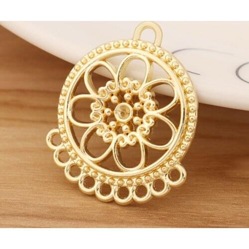 10 Pieces Gold Tone Flower Chandelier Multi Strand Connectors Charms Pendants for Earrings Jewellery Making 30x25mm