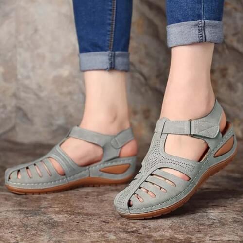 Woman Summer Vintage Wedge Sandals Womans Buckle Casual Sewing Womens Shoes Female Ladies Platform Retro Sandalias Plus Size