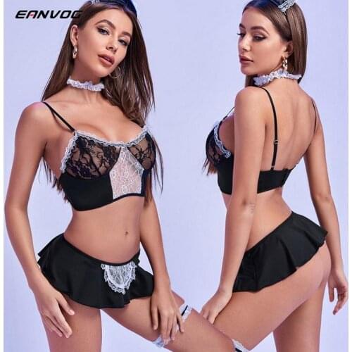 Sexy Ladies Dresses Set Cosplay Costume Apron Maid Dress Uniforms Halloween Costumes Women Sexy Lingerie