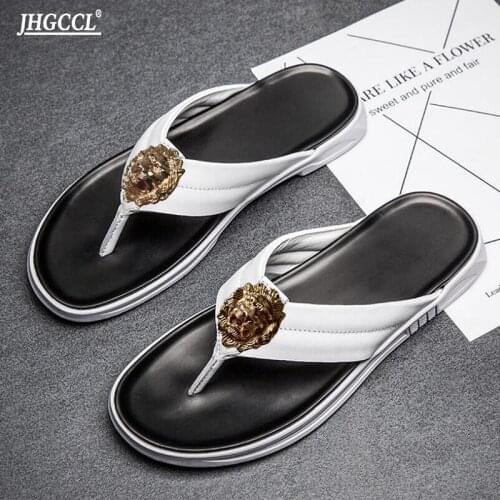 New style flip-flops for men leather flip-flops for men beach shoes for women Plus size 46 47 48 sandals for women T2