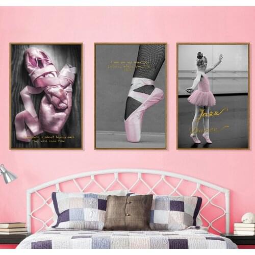Dance Shoes Poster Home Decor Nordic Canvas Painting Wall Art Poster Little Girl Dancing Ballet Costume Print for Kid Room Decor