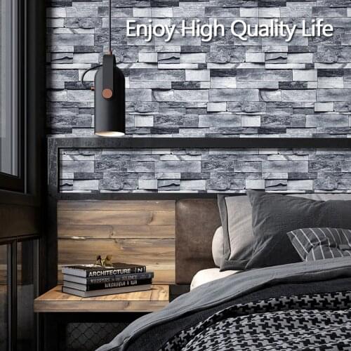 1pcs 6m Retro 3D Stereo Simulation Gray Brick Wall Stickers Self-adhesive Removable Background Wall Industrial Style Wallpaper