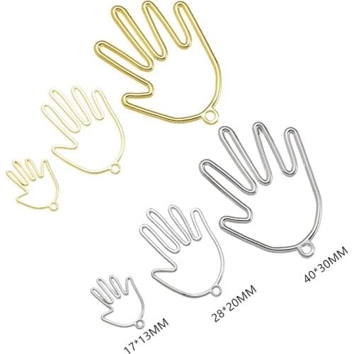 10 pcs Wholesale Two Color Hollow Hand Charms Alloy Metal Pendants For DIY Handmade Jewelry Accessories Making